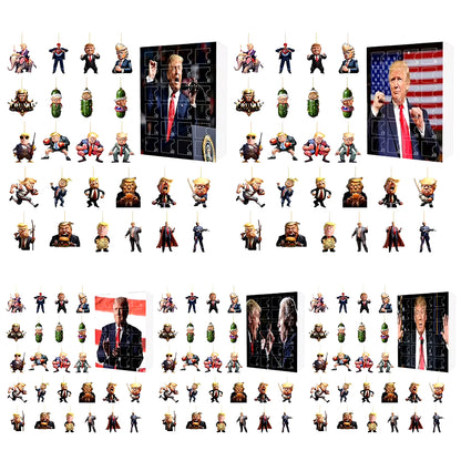 24 Days Christmas Countdown Calendar Christmas Trump Ornament Xmas Hanging Tree Decorations Gift for Donald Trump Supporters