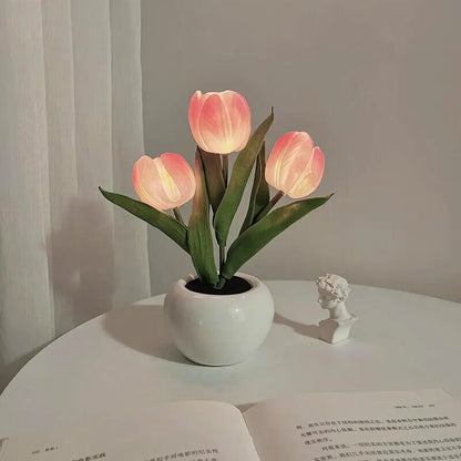 Tulip Night Light Home Decorative Flower LED Lamp Battery Power Dormitory Decor Lamp for Bedroom Bedside Tulip Sleep Light